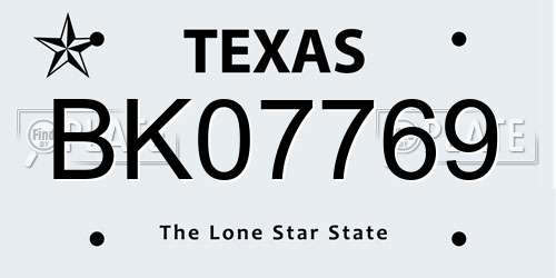 BK07769 Texas License Plate