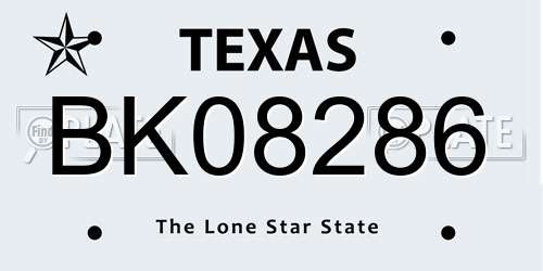 BK08286 Texas License Plate