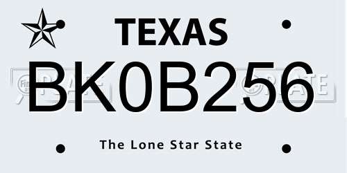 BK0B256 Texas License Plate