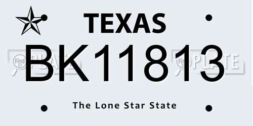 BK11813 Texas License Plate