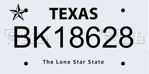 BK18628 Texas License Plate