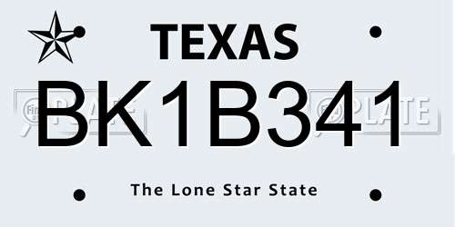 BK1B341 Texas License Plate