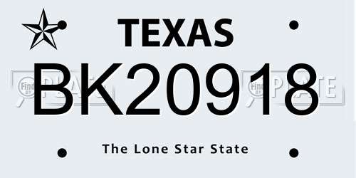 BK20918 Texas License Plate