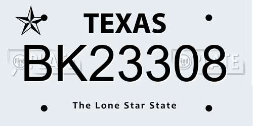 BK23308 Texas License Plate