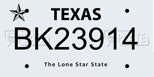 BK23914 Texas License Plate