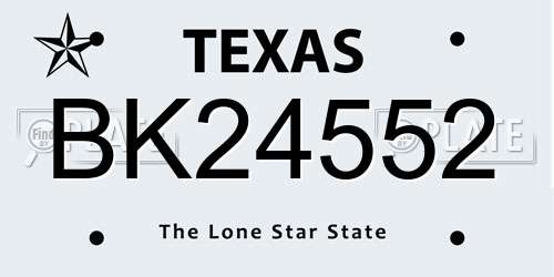 BK24552 Texas License Plate