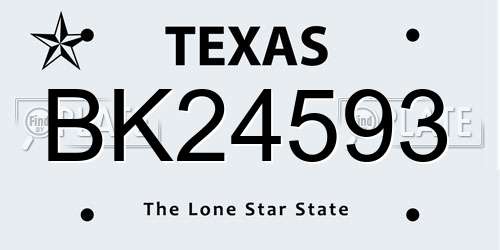 BK24593 Texas License Plate