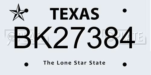BK27384 Texas License Plate