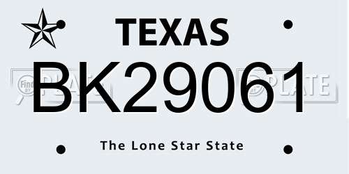 BK29061 Texas License Plate