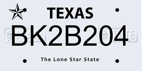 BK2B204 Texas License Plate