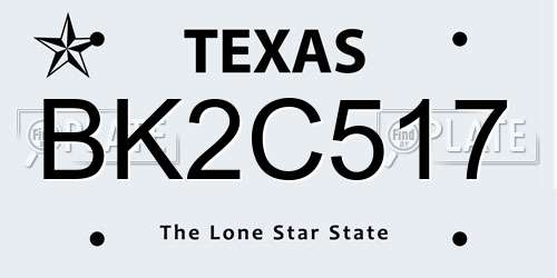 BK2C517 Texas License Plate
