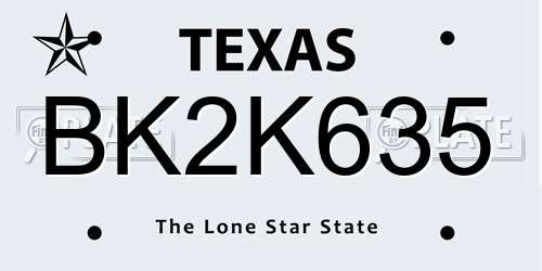BK2K635 Texas License Plate