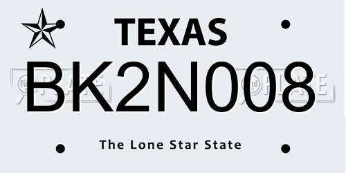 BK2N008 Texas License Plate