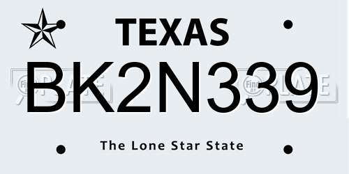 BK2N339 Texas License Plate