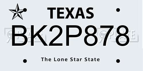 BK2P878 Texas License Plate