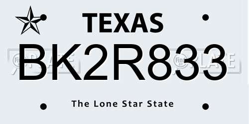 BK2R833 Texas License Plate