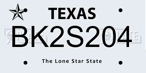 BK2S204 Texas License Plate