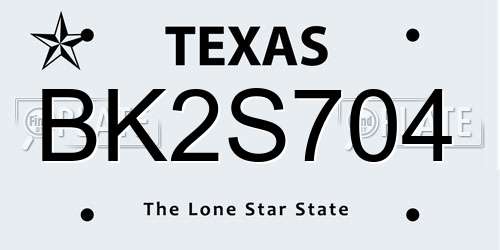 BK2S704 Texas License Plate