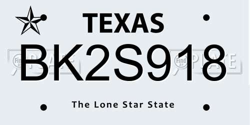 BK2S918 Texas License Plate