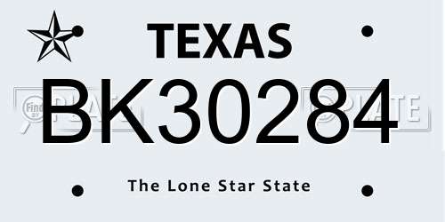 BK30284 Texas License Plate