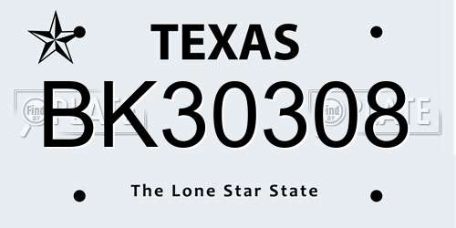 BK30308 Texas License Plate