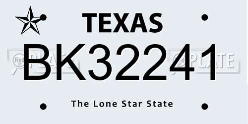 BK32241 Texas License Plate