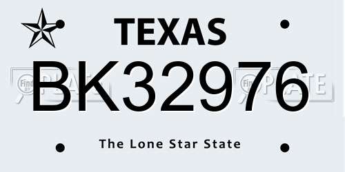 BK32976 Texas License Plate
