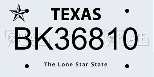 BK36810 Texas License Plate