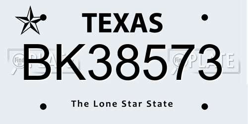 BK38573 Texas License Plate