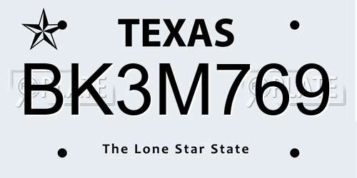 BK3M769 Texas License Plate