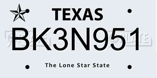 BK3N951 Texas License Plate