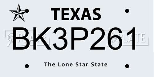 BK3P261 Texas License Plate