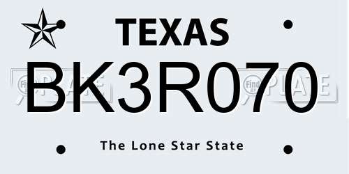 BK3R070 Texas License Plate