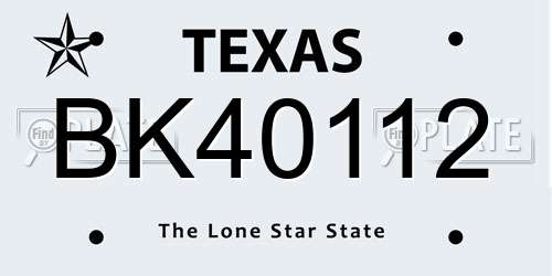 BK40112 Texas License Plate