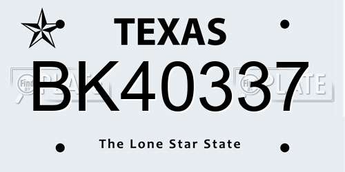 BK40337 Texas License Plate