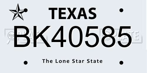 BK40585 Texas License Plate