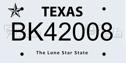 BK42008 Texas License Plate