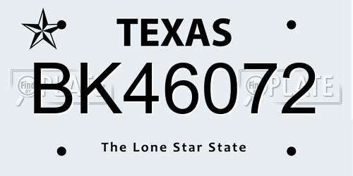 BK46072 Texas License Plate