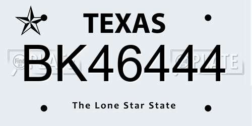 BK46444 Texas License Plate