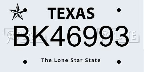 BK46993 Texas License Plate
