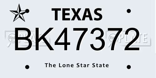 BK47372 Texas License Plate