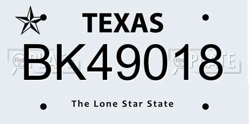 BK49018 Texas License Plate