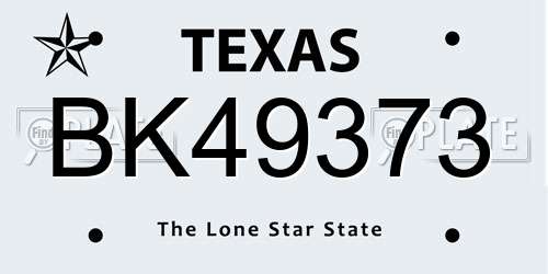 BK49373 Texas License Plate
