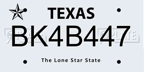 BK4B447 Texas License Plate