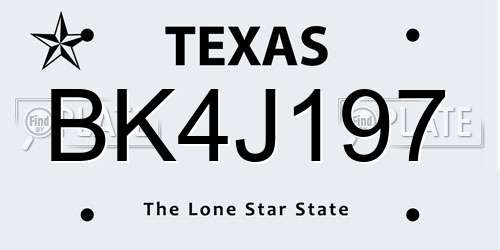 BK4J197 Texas License Plate