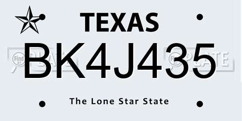 BK4J435 Texas License Plate