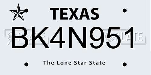 BK4N951 Texas License Plate