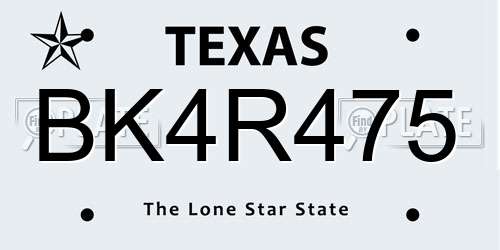 BK4R475 Texas License Plate