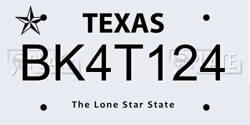 BK4T124 Texas License Plate