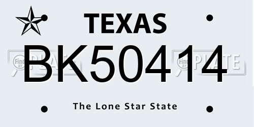 BK50414 Texas License Plate